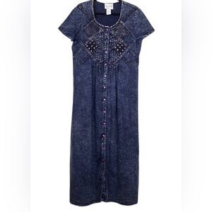 Vintage Olivia Rose Embellished Blue chambray Dress